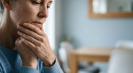 Personne adulte réfléchissant aux questions financières liées à l'orthodontie