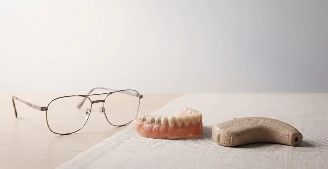 Scène symbolique évoquant la qualité et l'accessibilité des soins de santé avec des éléments médicaux
